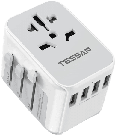 Plug Adapter Worldwide with 4 USB and 1 AC Socket