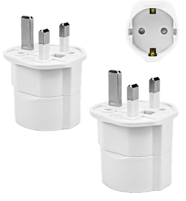 2x French to UK Plug Adapters